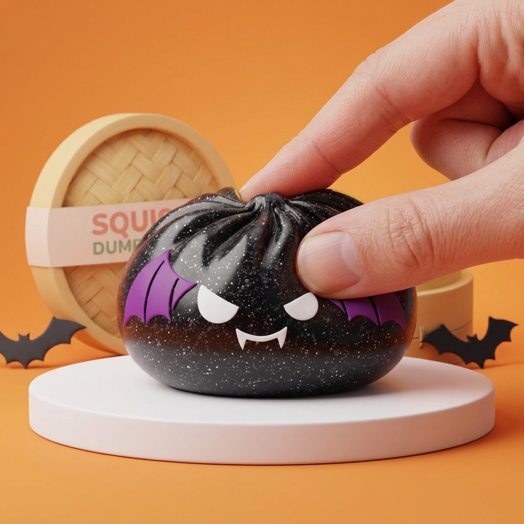 Squishy Dumpling Chauve-Souris Halloween Glitter beim Drücken, weiches Material