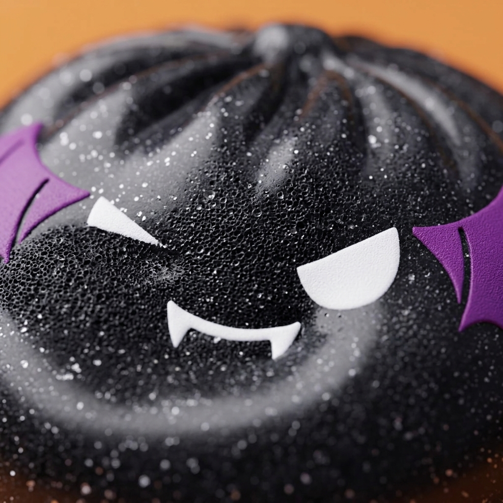 Squishy Dumpling Chauve-Souris Halloween Glitter — Makro-Nahaufnahme der Textur