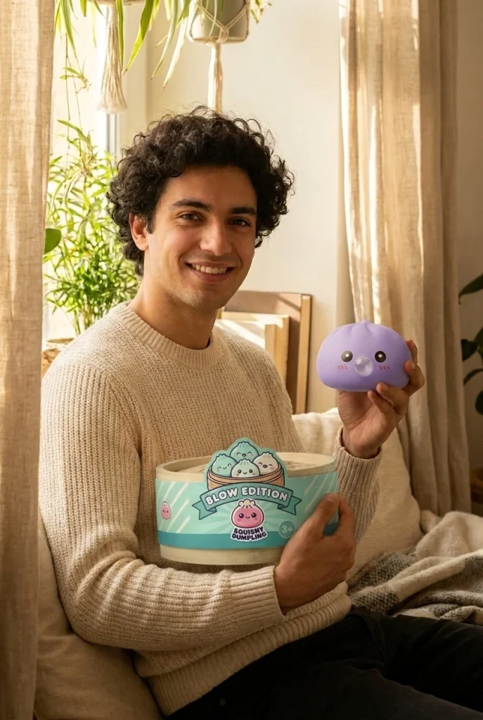 Big Dumpling Squishy Ozeanblau mit seiner Box