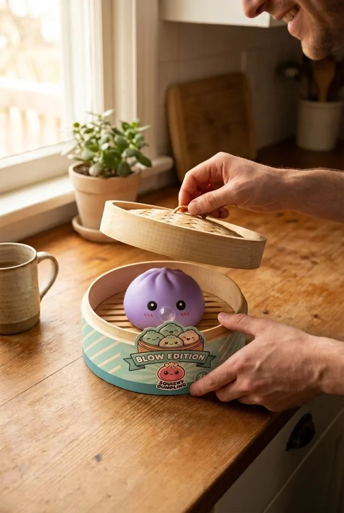 Big Dumpling Squishy Ozeanblau beim Auspacken