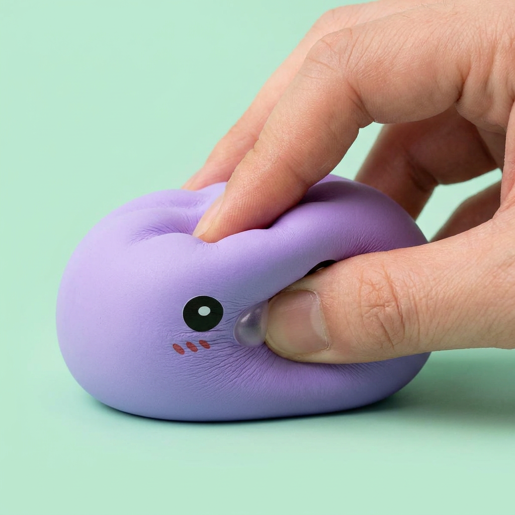 Big Dumpling Squishy Ozeanblau — slow-rise Effekt, der Schaum federt langsam zurück