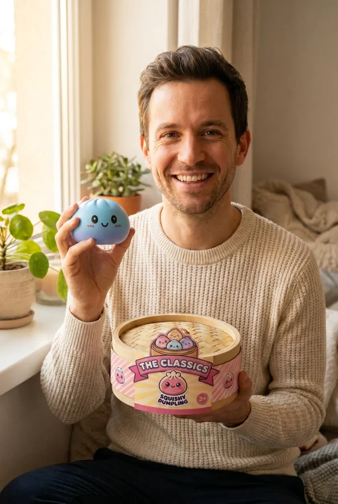 Dumpling Squishy Ozeanblau mit seiner Box