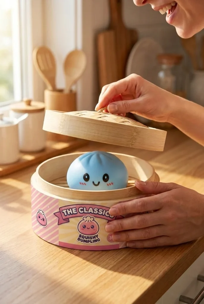 Dumpling Squishy Ozeanblau beim Auspacken
