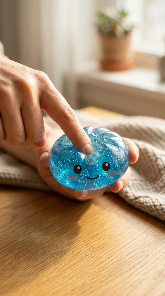 Glitter Dumpling Squishy Ruhiges Blau beim Drücken