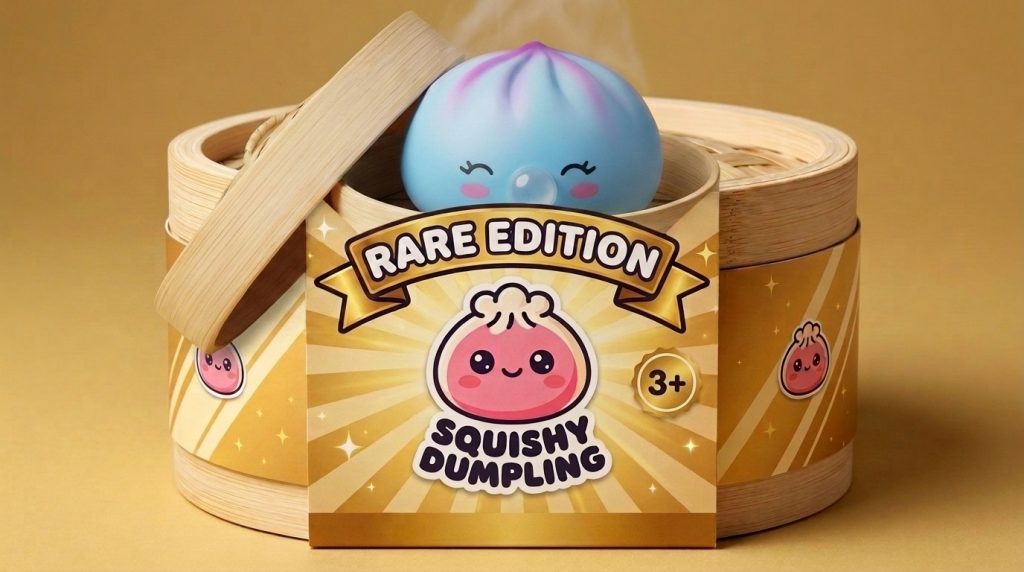 Dumpling Squishy Frost Blue Rare Blow Eisblau im Bambus-Dämpfkörbchen