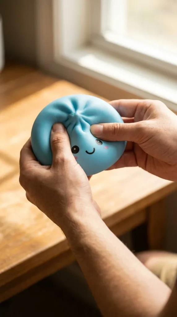Dumpling Squishy Nachtlicht Blau Aurora beim Drücken