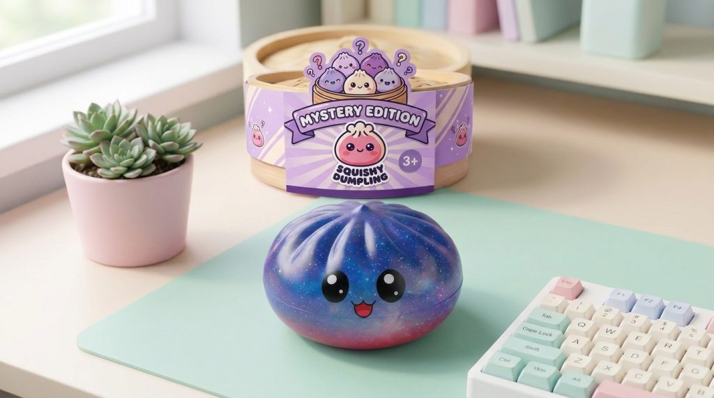 Mystery Dumpling Squishy Charmant Überraschung in seiner kawaii Umgebung