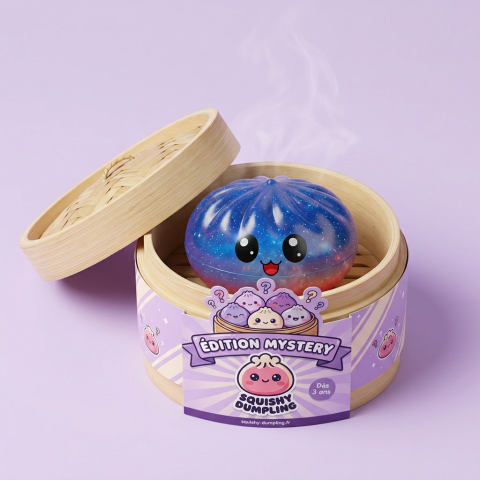 Mystery Dumpling Squishy Charmant Überraschung im Bambus-Dämpfkörbchen