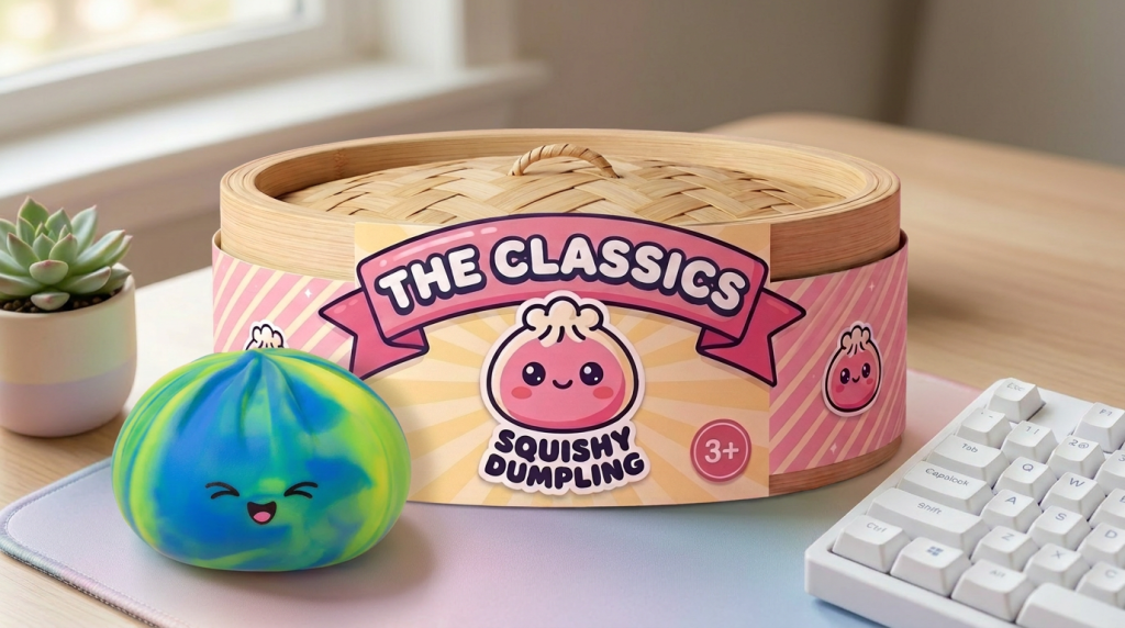 Rainbow Dumpling Squishy Regenbogen-Mystery in seiner kawaii Umgebung