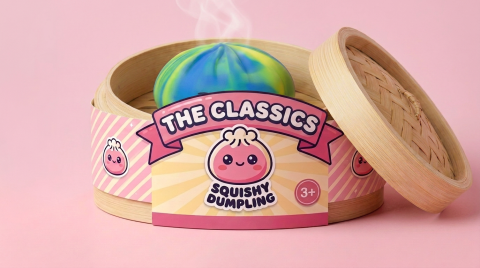 Rainbow Dumpling Squishy Regenbogen-Mystery im Bambus-Dämpfkörbchen