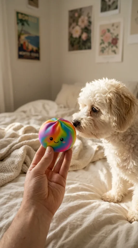 Rainbow Dumpling Squishy Regenbogen-Mystery mit einem Kuscheltier
