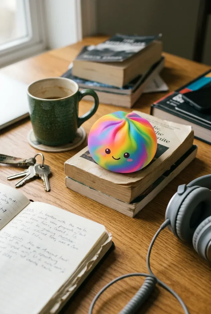 Rainbow Dumpling Squishy Regenbogen-Mystery auf dem Schreibtisch