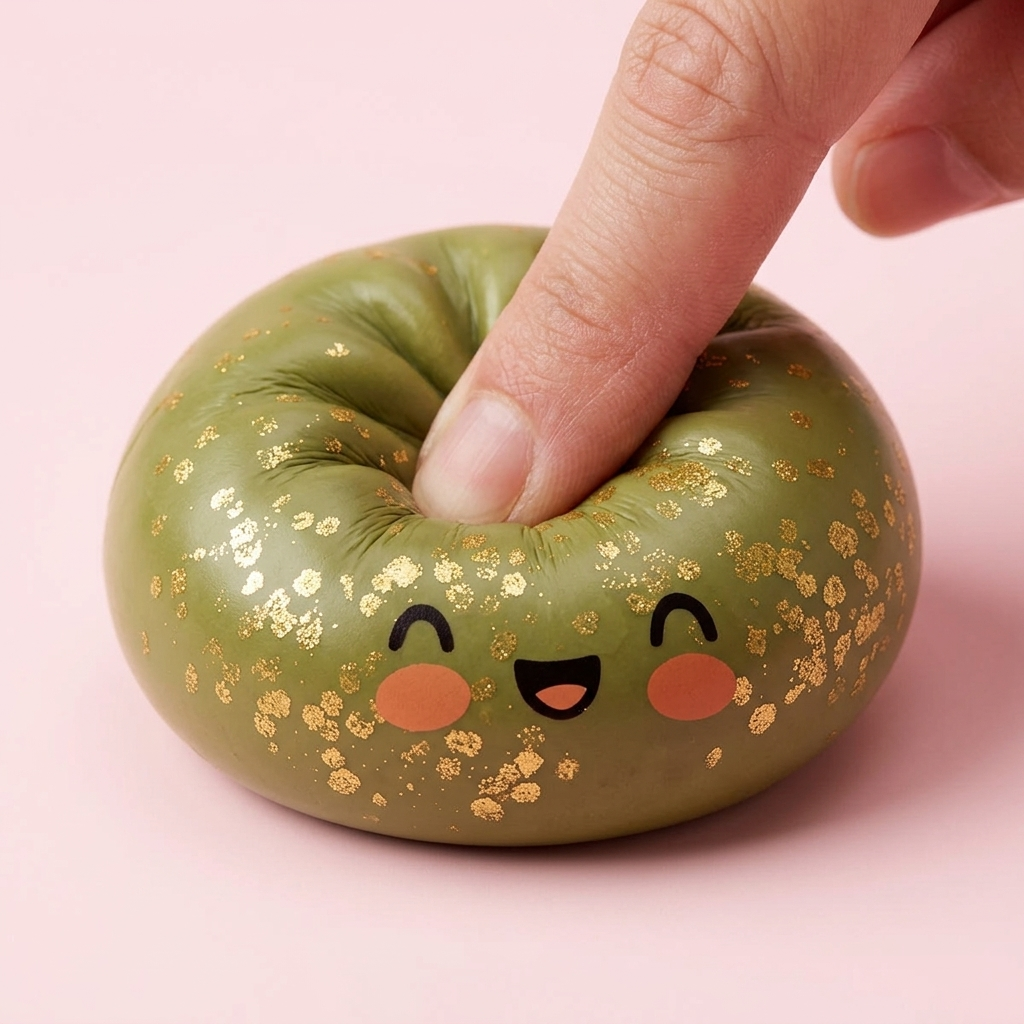 Dumpling Squishy Glitter Smaragdgrün beim Drücken, weiches Material