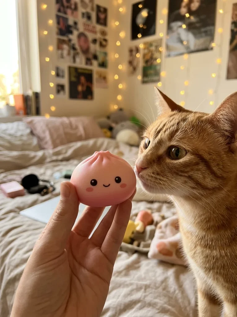 Dumpling Squishy Bun Mystery mit Bambuskorb mit einem Kuscheltier