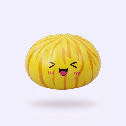 Dumpling Squishy Bun Mystery mit Bambuskorb beim Drücken, weiches Material