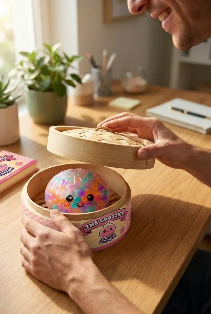 Squishy Dumpling Bunt Soft Bubbles Design beim Auspacken