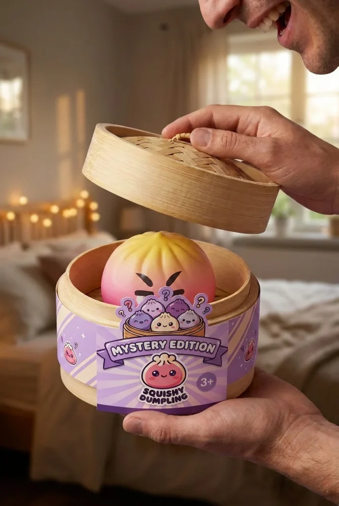 Dumpling Squishy Mystery Bun Überraschung beim Auspacken