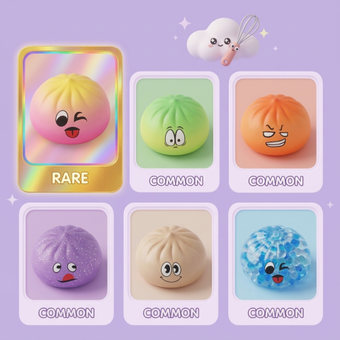 Dumpling Squishy Mystery Bun Überraschung beim Drücken, weiches Material