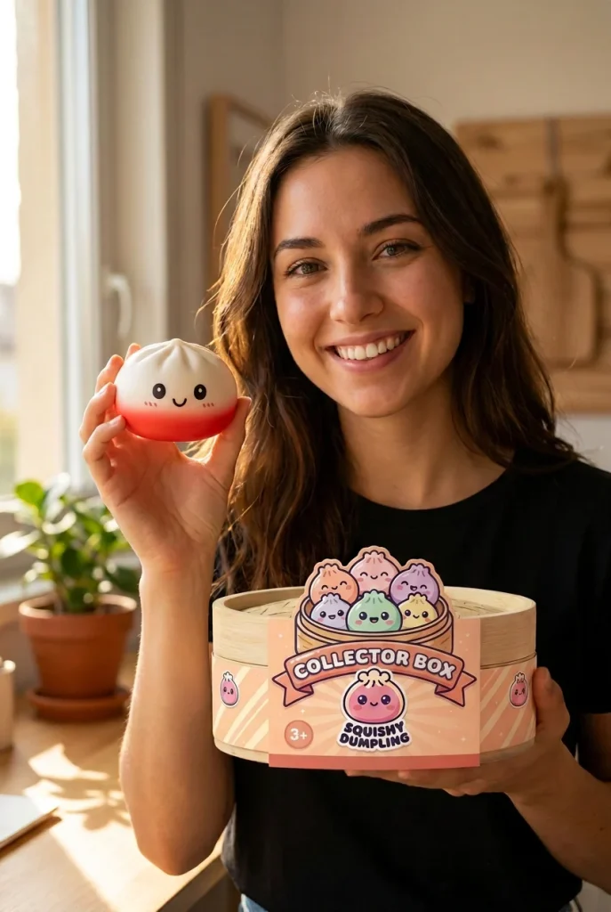 Dumpling Squishy Collection Regenbogen 6er-Set mit seiner Box