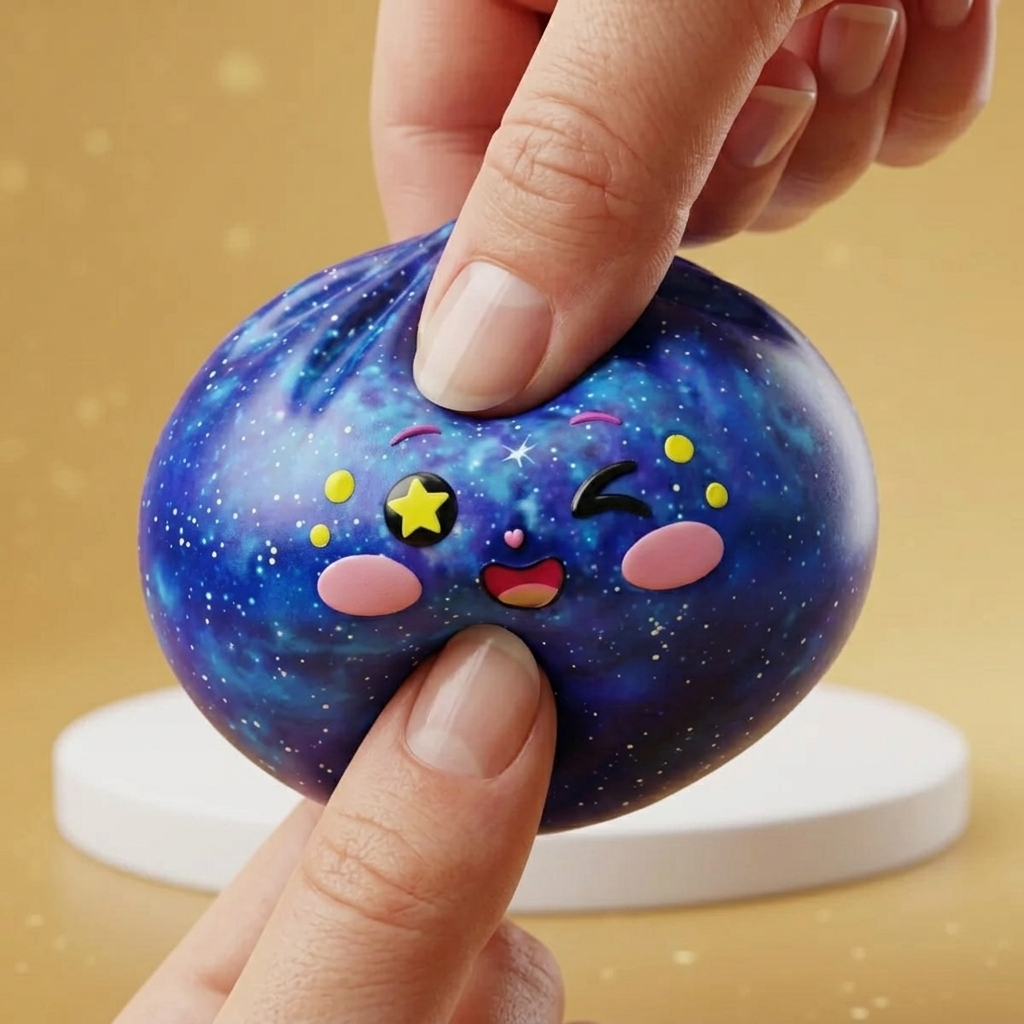 Galaxy Dumpling Squishy Sternenhimmel — slow-rise Effekt, der Schaum federt langsam zurück