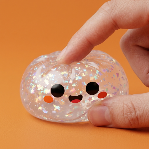Squishy Dumpling Geist Halloween Glitter beim Drücken, weiches Material