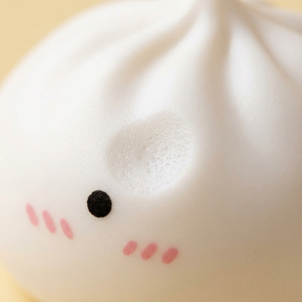 Giant Dumpling Squishy XXL Plüschkissen — Makro-Nahaufnahme der Textur