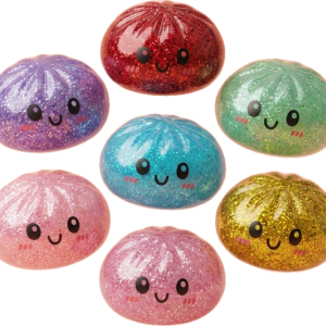 Glitter Dumpling Squishy Set – 6 Glitzer-Dumplings beim Drücken, weiches Material