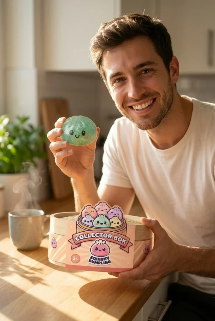 Glitter Dumpling Squishy Set – 6 Glitzer-Dumplings mit seiner Box