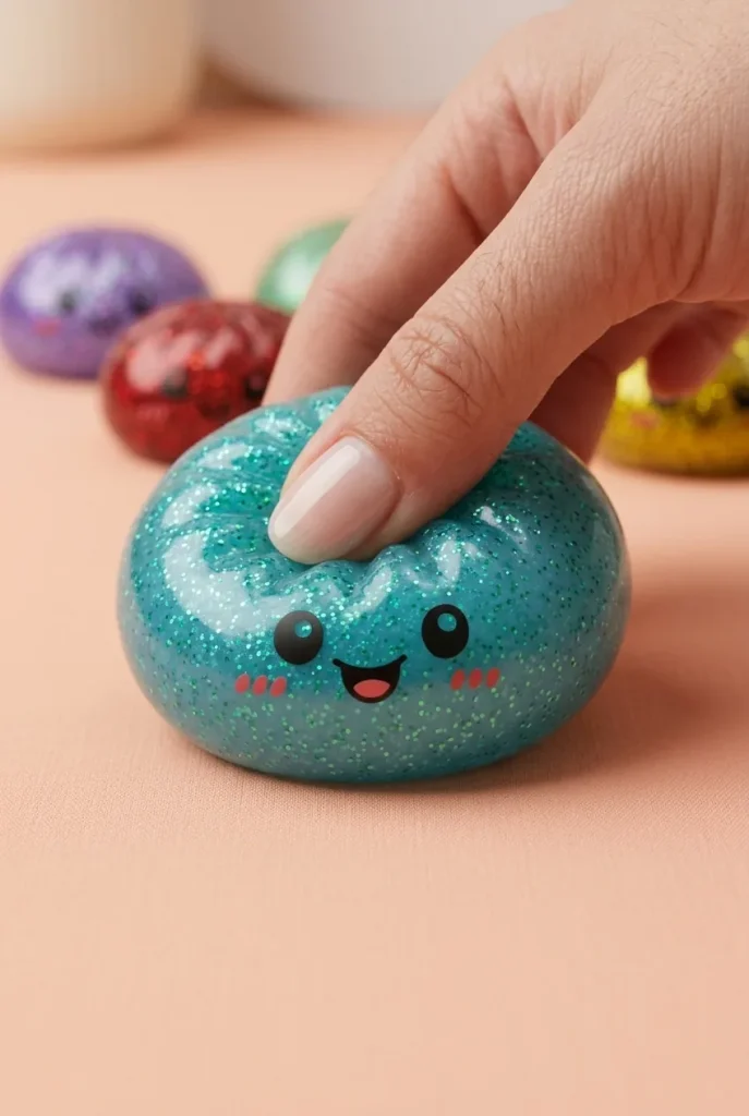 Glitter Dumpling Squishy Set – 6 Glitzer-Dumplings beim Drücken