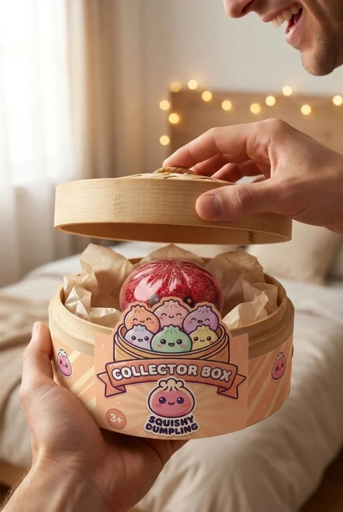 Glitter Dumpling Squishy Set – 6 Glitzer-Dumplings beim Auspacken