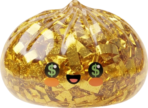Gold Dumpling Squishy – Glitzernde Rarität beim Drücken, weiches Material