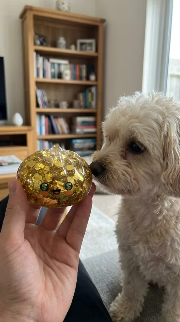 Gold Dumpling Squishy – Glitzernde Rarität mit einem Kuscheltier