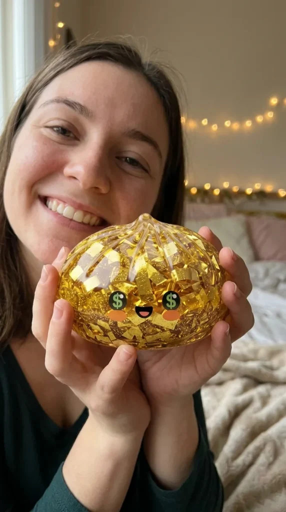 Gold Dumpling Squishy – Glitzernde Rarität im Alltag