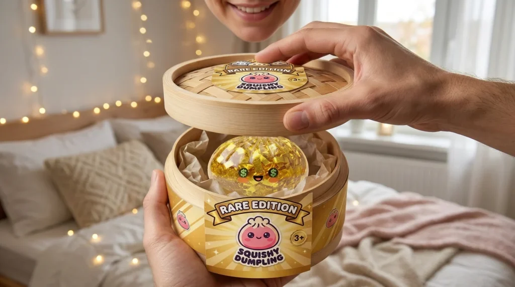 Gold Dumpling Squishy – Glitzernde Rarität beim Auspacken