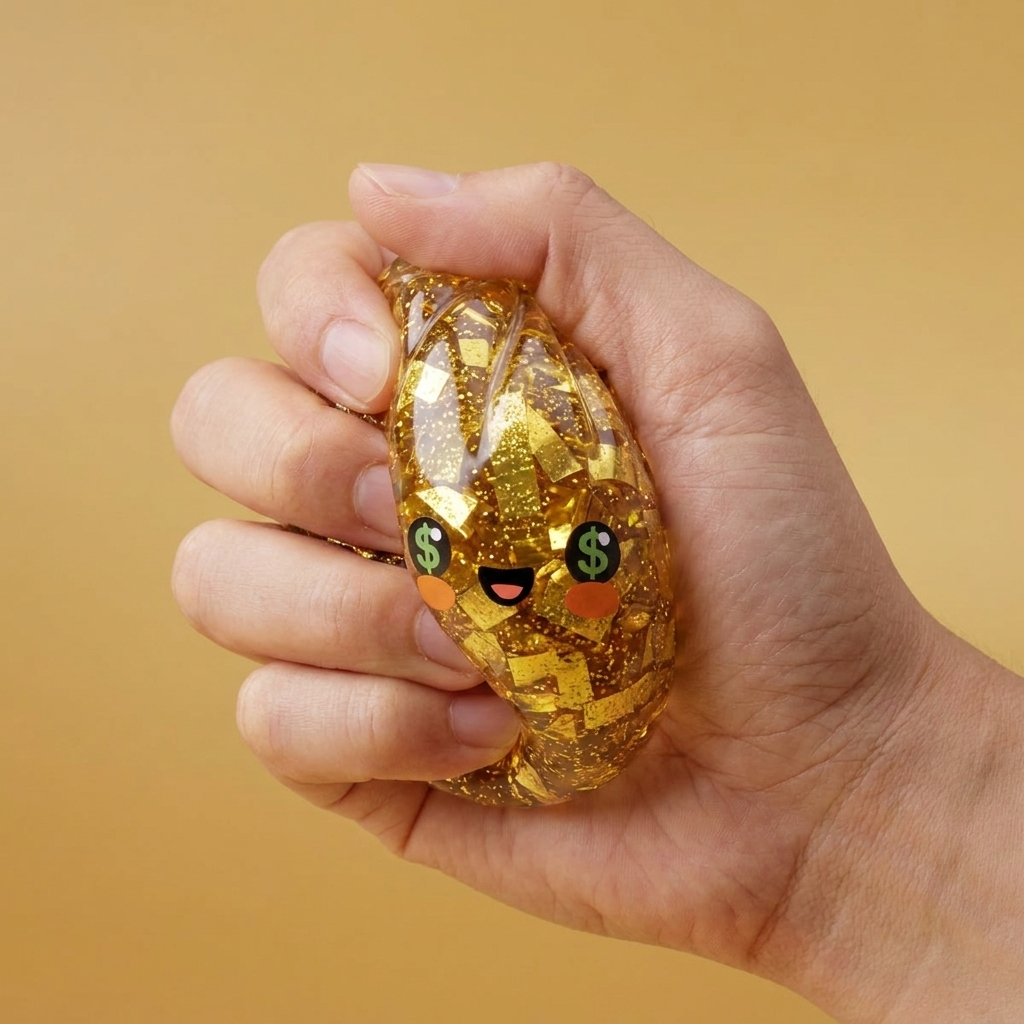 Gold Dumpling Squishy – Glitzernde Rarität — slow-rise Effekt, der Schaum federt langsam zurück