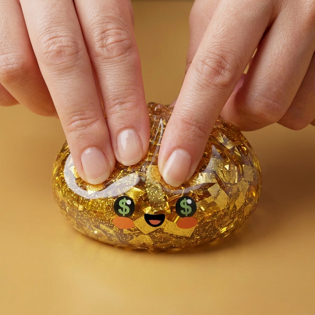 Gold Dumpling Squishy – Glitzernde Rarität beim Drücken, weiches Material