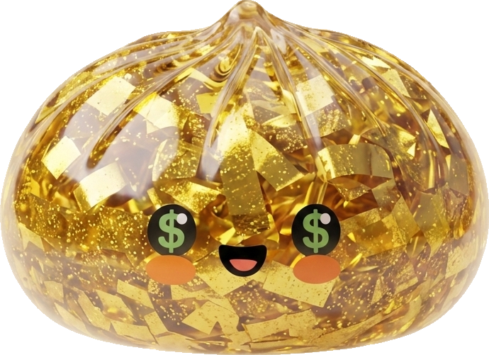 Gold Dumpling Squishy – Glitzernde Rarität beim Drücken, weiches Material