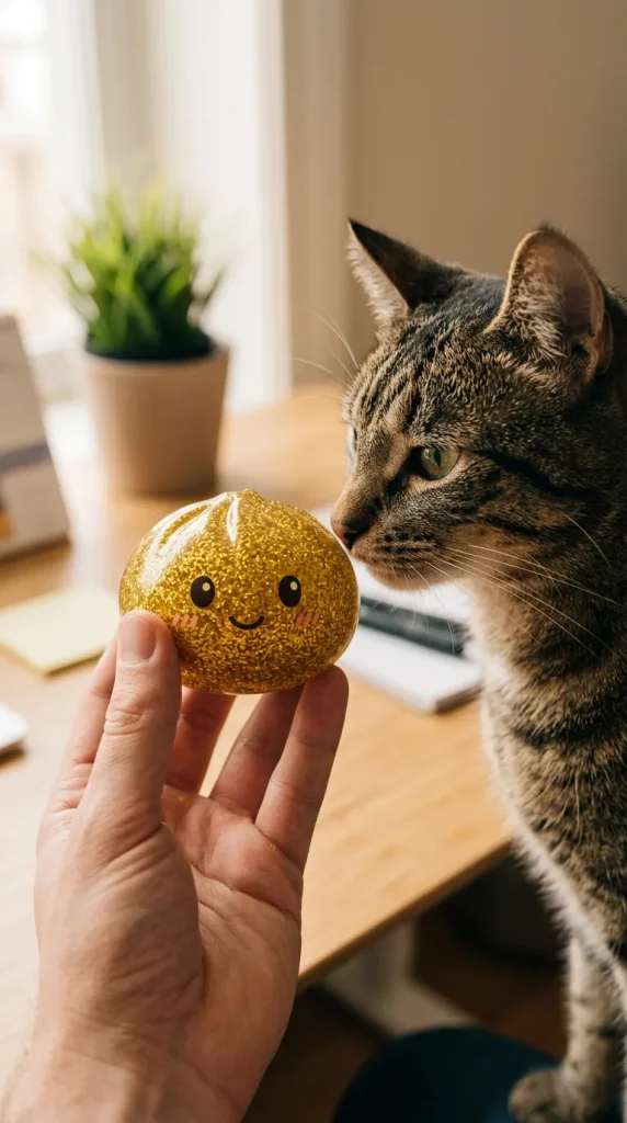 Glitter Dumpling Squishy Gold Luxus mit einem Kuscheltier
