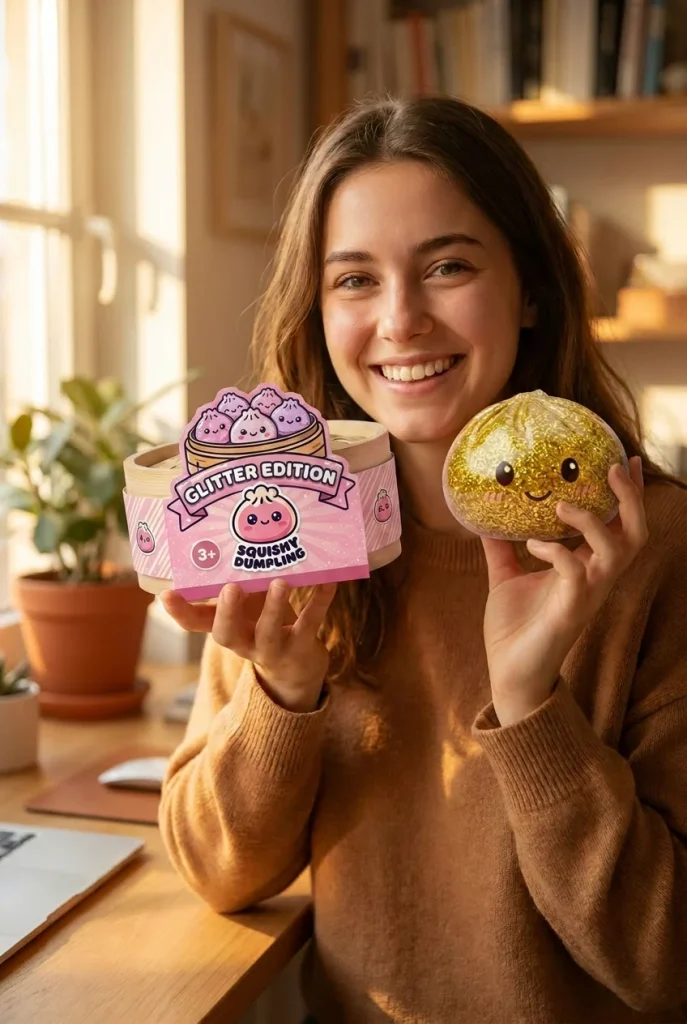 Glitter Dumpling Squishy Gold Luxus mit seiner Box