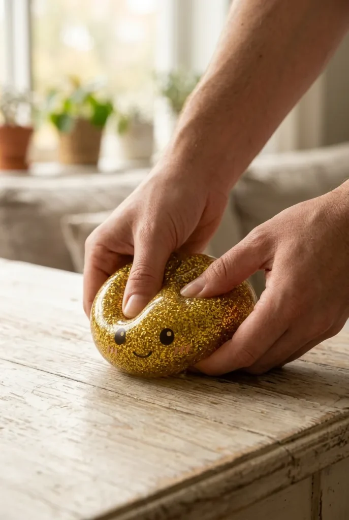 Glitter Dumpling Squishy Gold Luxus beim Drücken