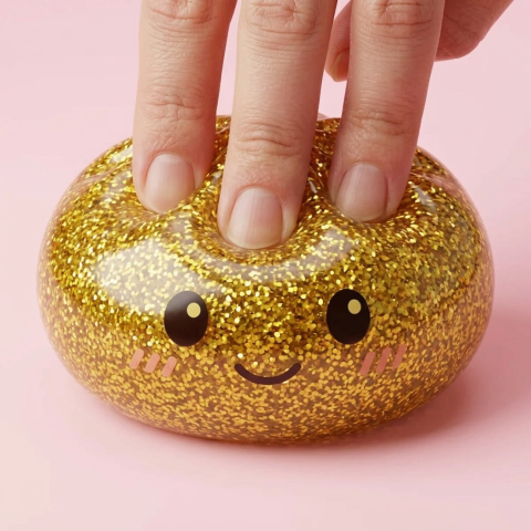 Glitter Dumpling Squishy Gold Luxus — slow-rise Effekt, der Schaum federt langsam zurück