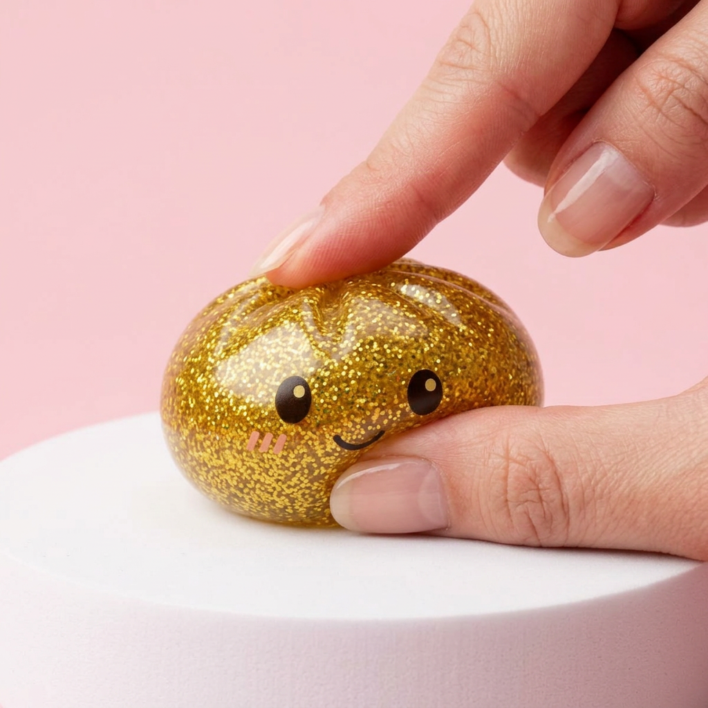 Glitter Dumpling Squishy Gold Luxus beim Drücken, weiches Material
