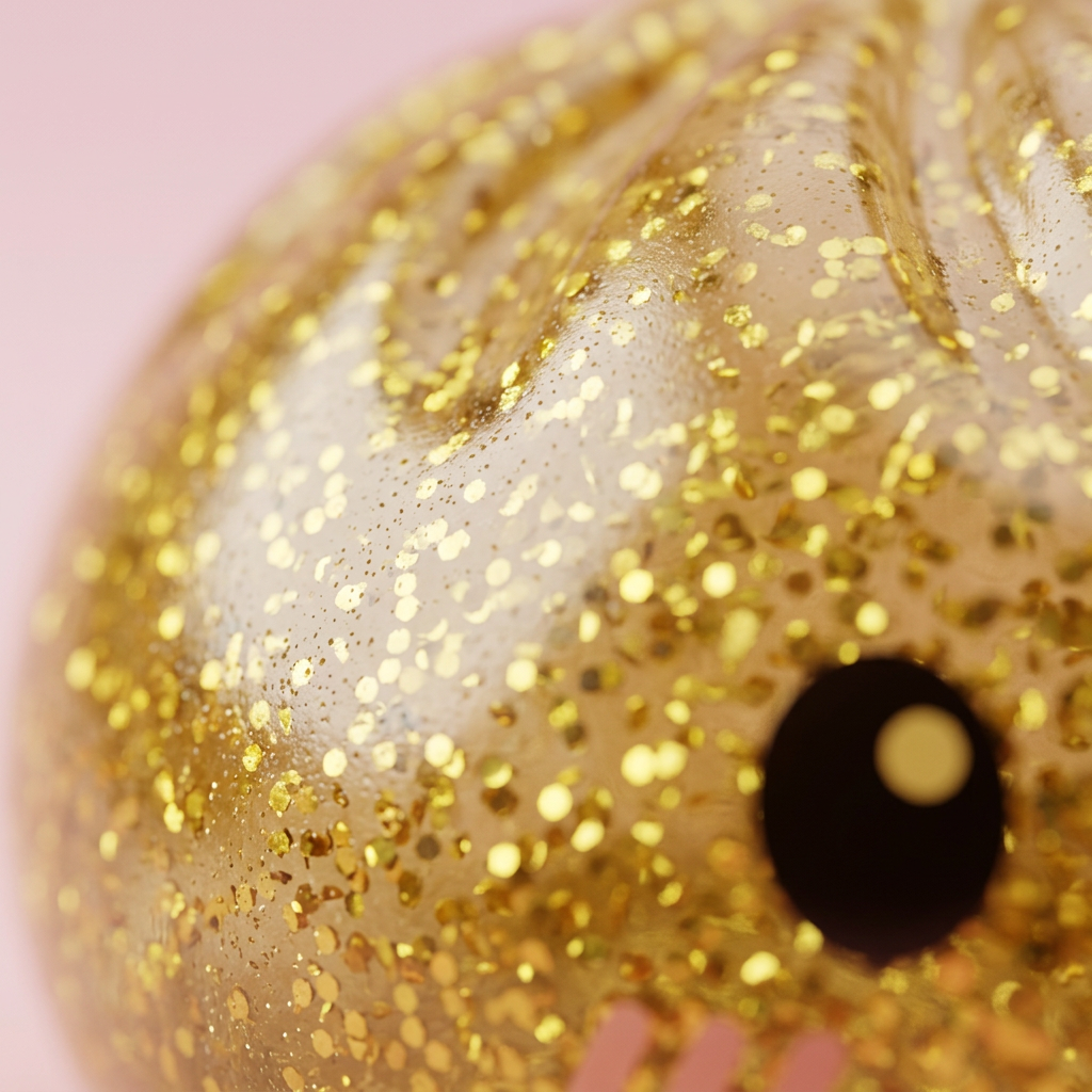 Glitter Dumpling Squishy Gold Luxus — Makro-Nahaufnahme der Textur