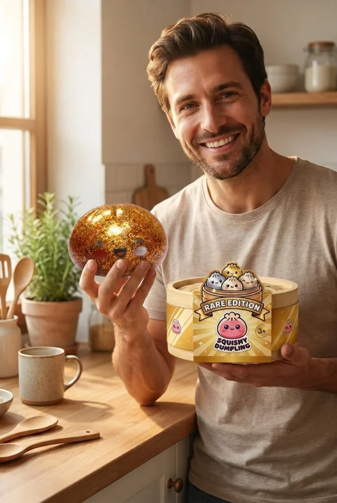 Dumpling Squishy Glitter Or Gold – Einzigartiges Schatzstück mit seiner Box