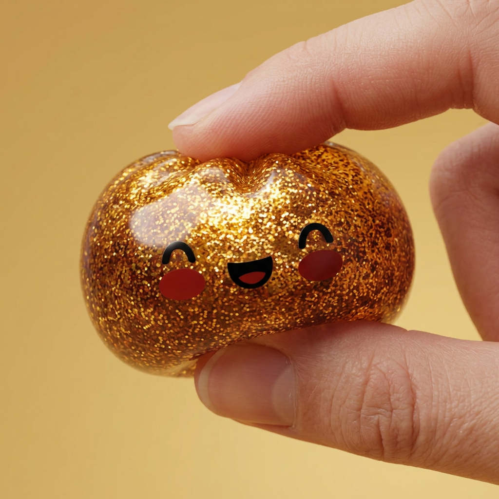 Dumpling Squishy Glitter Or Gold – Einzigartiges Schatzstück beim Drücken, weiches Material