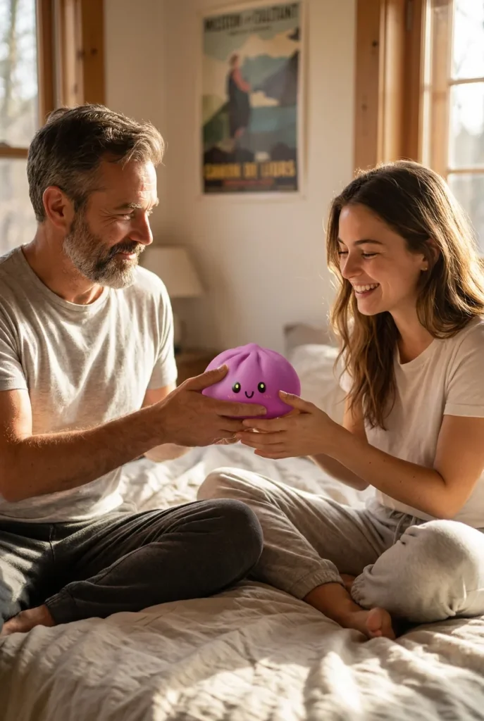 Dumpling Squishy Magenta-Grau mit Bambuskorb als Geschenkidee