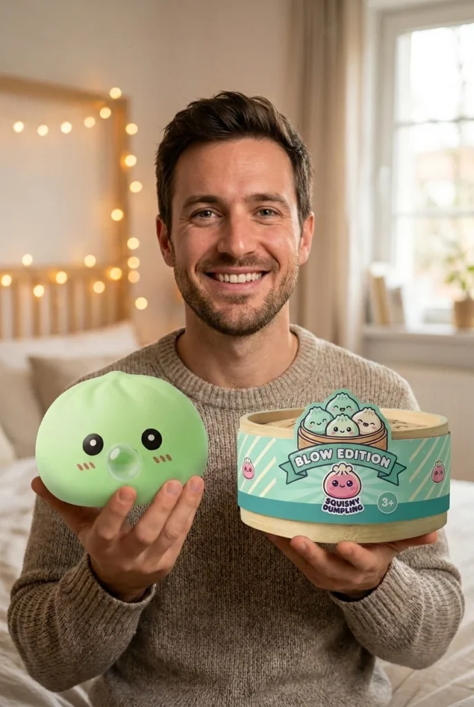 Dumpling Squishy Grün Frisch mit Bambuskorb mit seiner Box