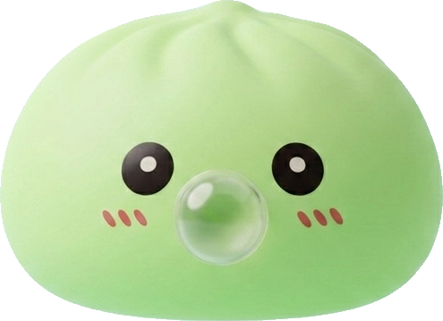 Dumpling Squishy Grün Frisch mit Bambuskorb beim Drücken, weiches Material