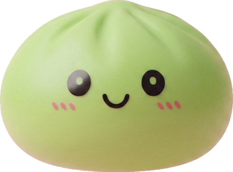 Dumpling Squishy Matcha Grün mit Bambuskörbchen beim Drücken, weiches Material