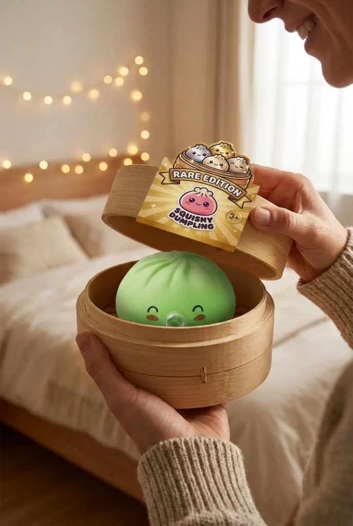 Dumpling Squishy Matcha Grün Rare Blow beim Auspacken
